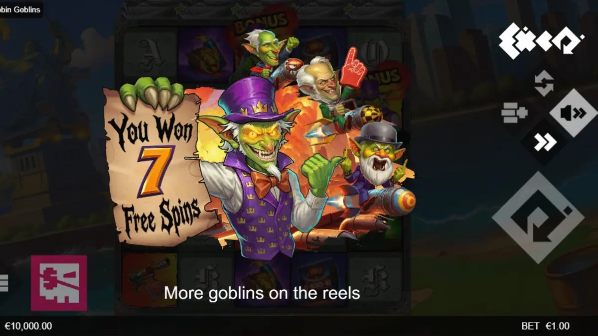 Tampilan visual slot Robbin’ Goblins dengan tema goblin dan ledakan