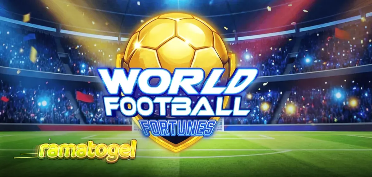 Tampilan visual slot World Football Fortunes dengan latar belakang stadion sepak bola yang meriah
